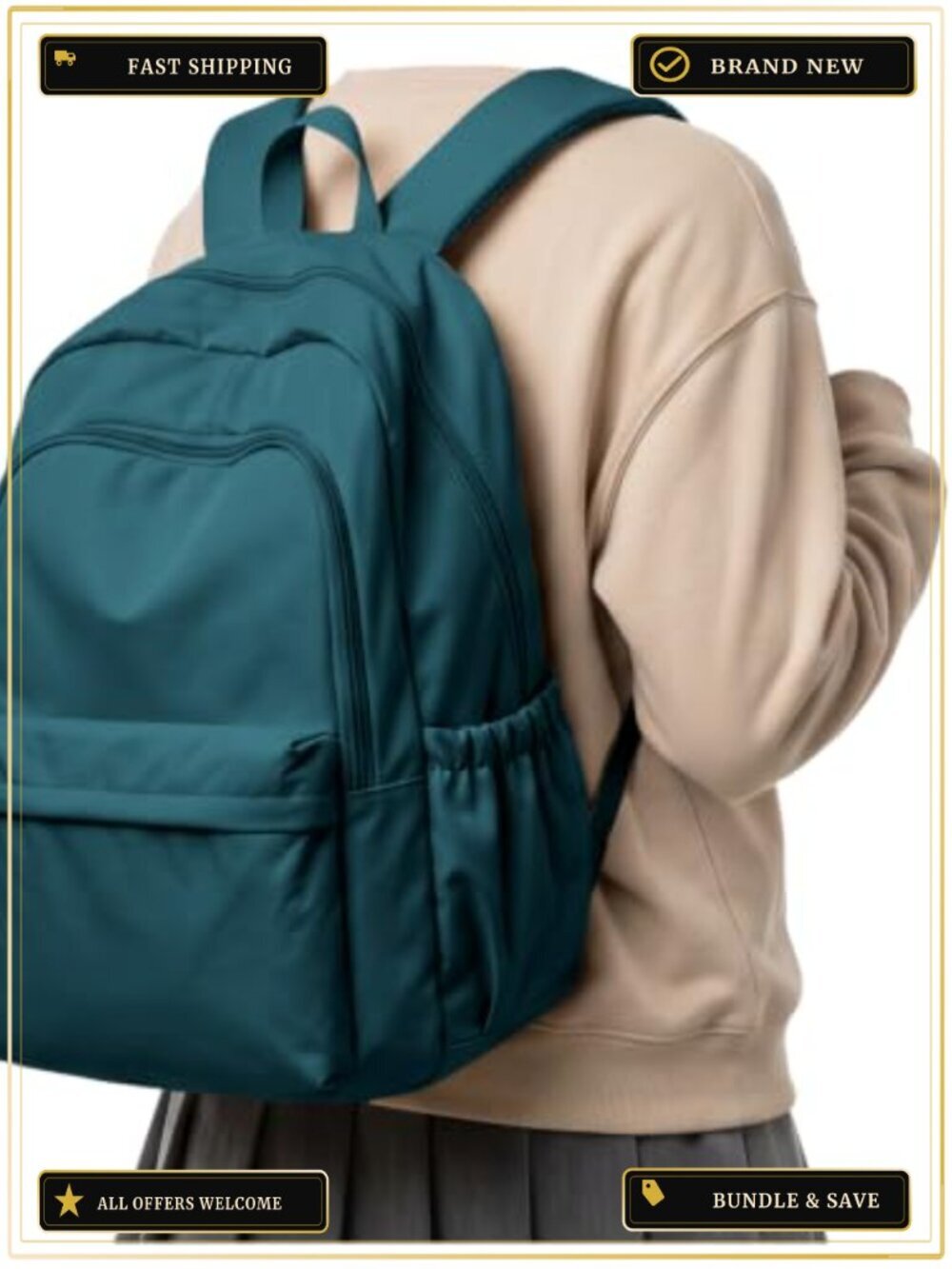 Waterproof Laptop Backpack for 15.6 Inch Laptop, Lightweight Nylon Travel